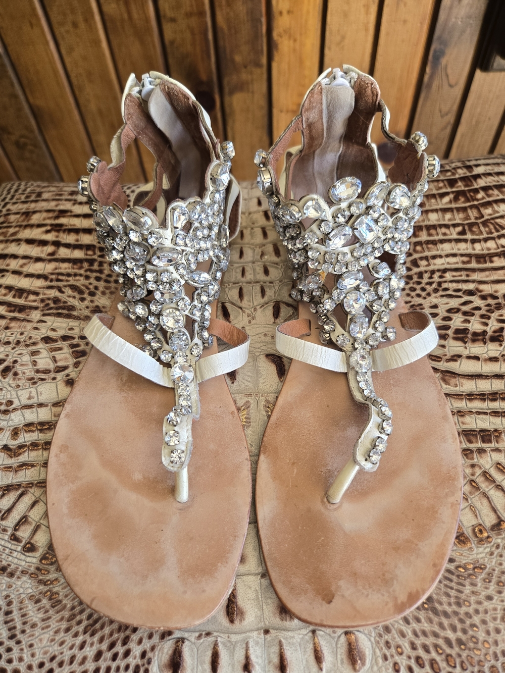 Embellished Jeffrey Campbell T-Strap Gladiator Sandals